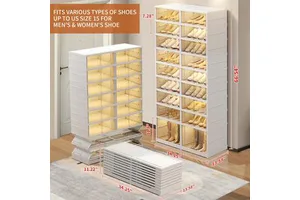 Simple Rectangle Plastic Injection Outdoor Stackable Shoe Organizer Rack Multi-Layer Foldable Cabinet Space Saving