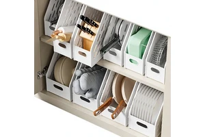Japanese-style Polypropylene Cabinet Organizer Kitchen Utensil Seasoning Storage Box Large Capacity Container for Model