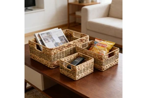 HN for Hot Sale PP Foldable Modern Woven Storage Basket for Cosmetics Sundries Fruits & Vegetables