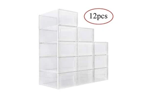 12 Pack Foldable Shoe Storage Box Shoe Container Organizer