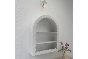 Wholesale White Wooden Arch Wall Mounted Storage Rack Elegant Decoration for Home or Office