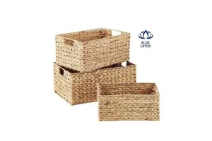 Wholesale Eco-Friendly Water Hyacinth Wicker Storage Baskets Handwoven Household Organizer From Vietnam Boxed Packaging