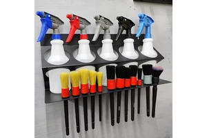 Black Powder Coated Spray Tool Storage Organization Rack Stable All-Purpose Wall Mount Metal Spray Bottle Rack