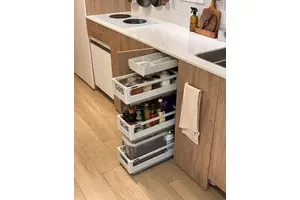 Custom Modern Eco-Friendly Kitchen Cabinet Storage Organizer Multi-Function Pull-Out Basket Drawer Divider Utensils Spices