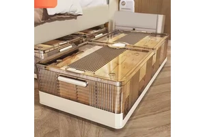Large Foldable Flexible Under-Bed Organizer Flexible Plastic Storage Box Wheels Bedroom Storage Clothing Bedding Storage