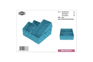 4-Piece Blue Woven Storage Basket for Home Organization PP Fruit and Plant Baskets for Indoor and Outdoor Use