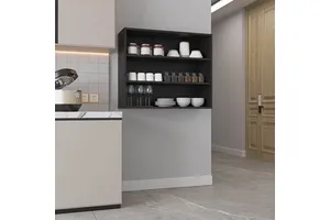 Black 30\" H Wall Shelf with 3 Shelves for Storage