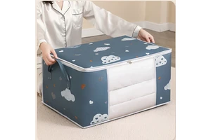 New 50/75L Customizable Quilt Storage Bag Non-woven Clothes Quilt Organizer Bag Large Capacity Foldable Clothing Storage Box