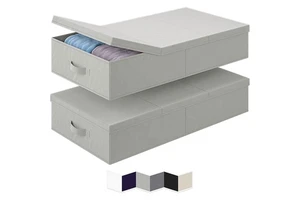 Under Bed Storage With Lids, Large Underbed Storage Containers Clothes, Foldable Stackable Storage Drawer Organizer Bins Box