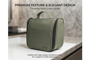 Travelsky Custom Premium Texture Toiletry Bag with Full-size Storage Capacity, Wide Opening Travel Organizer Bag