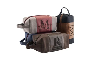 New Arrival Portable PU Leather for Toiletry Pouch Women's Cosmetic Organizer Bag Zipper Closure for Laser Engraving Made Canvas