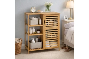 Bamboo Storage Basket Rectangular Bathroom Shelf Organizer Wooden Desktop for Toiletries Towels Kitchen Pantry Home Wholesale
