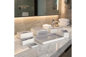 Cross Grain PU Leather Wardrobe Shoe Box With Reinforced Corner Design For Boutique Hotel Space For Hotel Amenity Set