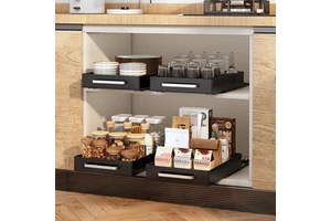 Hotsale 2 Pack Multifunction Pull Out Cabinet Organizer Peel Stick Pull Out Drawers Slide Out Drawers Kitchen Storage