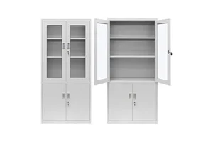 Modern Steel Metal Office Storage Cabinet File Document Half Glass Door Iron Good Price For Kitchen Outdoor Full Height Lock