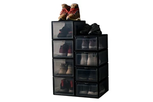 For Display Sneaker Box Easy Assembly Magnet Clear Door Acrylic Shoe Storage Box Plastic Shoe Box Storage Organizer
