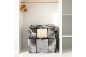 Large Clothes Storage Bag with Clear Window - Foldable Nonwoven Organizer for Blanket, Seasonal Clothing & Closet System