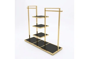 Wholesale Golden Clothing Store Display Rack Stainless Steel Garment Rack