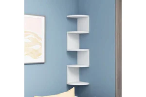 Modern Multi-Layer PVC Wall Storage Rack with Irregular Shape and Corner Partition for Home Decor