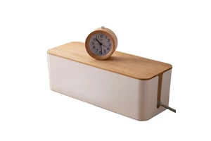 ECO-Friendly Bamboo USB Cable Wires Management Socket Electric Desktop Organizer Data Cord Wire Storage Cable Management Box