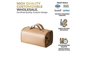 Women's Large Capacity PU Waterproof Travel Makeup Bag Portable Organizer Fashion Style Flat Open Cosmetic Zipper String Storage