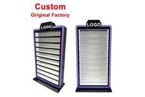 Custom Smoke Shop Display Case Rgb Led Light Basketball Sneaker Keychain Display Rack 10 Tiers Acrylic Keychain Display Stand