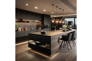 Factory Direct Island Kitchen Cabinets High Glossy Custom Modern Glossy Black Kitchen Cabinet Home Furniture Kitchen Cabinet Set