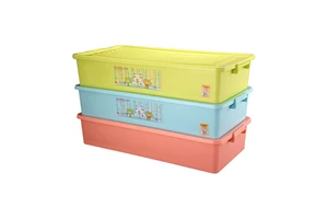 Household 35L Large Stackable Rectangle Under Bed PP Plastic Storage Box with Injection-Molded Wheels
