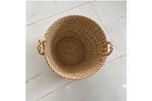 KOTTRAVAI Natural Water Hyacinth Woven Storage Basket with Organizer Bin and Handles for Home Kitchen Bathroom Decor Tamil Nadu
