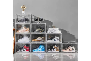 Pet Plastic Shoe Box Stackable Transparent Shoe Storage Box for Displaying Sports Shoes
