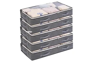 QL227 Non-woven Bed Bottom Storage Bag Quilt Clothing Sorting Box Folding Dustproof Dividers Underbed Storage Bag