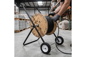 JH-Mech Foldable Wire Spool Rack Fits 4.4-10" Diameter 120 Lbs Capacity Freestanding Dispenser De Cable Encastrable