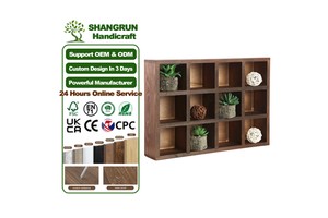 Nail Polish Crystal Shot Glasses Display Shelves Wood Square Wall Cube Display Shelves Unit With 12 Compartments For Wall