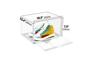 DAYOOH 34*26*19cm Multifunctional Clear Acrylic Shoe Box Magnetic Side Drop Sneaker Stackable Portable Shoe Rack Organizer