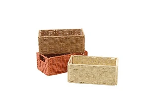 Factory Customized Eco-Friendly Durable Woven Storage Basket Foldable Rectangle Hand Woven for Kitchen & Laundry Storage