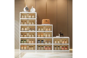 Modern Folding Shoe Rack Organizer with Plastic Rectangle Cabinet Storage for Home Use Load Capacity