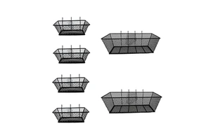 Durable 6-Pack Metal Wire Storage Baskets for Pegboard Wall Organizing Tool for Garage Workshop Craft Accessory
