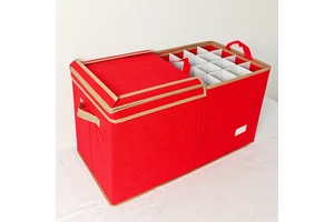 Christmas Storage All-in-One Collapsible Storage Solution with Sections for Ornaments, Lights & Small Decor