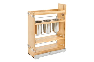 Kitchen Drawer Under Sink Base Filler Spice Rack Utensils Holder Sliding Shelves Utilities Wooden Pull Out Cabinet Organizer