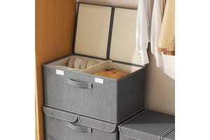 Home Wardrobe Clothes Organizer Basket Multifunction Storage Box Linen Fabric Quilt Folding Box Storage Cabinet With Double Lid