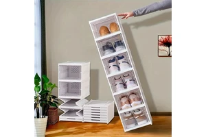Simple Installation-Free One-Piece Plastic Transparent Shoe Storage Box Thickened Drawer-Type Multi-Layer Folding Movable Shoe