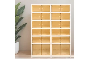 24 Pairs Rectangular Plastic Shoe Storage Box 6-Tier Foldable Rack Injection Technics Organizer For Shoes