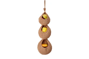 Handmade Cotton Rope Woven Wall Hanging Cross Border Vegetable Storage Fruit Basket with Water Drop Net Pocket Fabric Bins