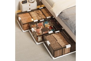 Collapsible Home Sundries Closet Organizers and Storage for Bedroom Under Bed Containers With Wheels Lids Plastic Stackable Bins