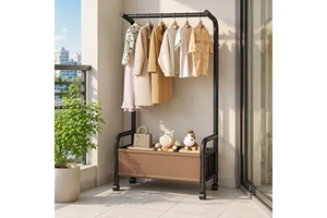 Floor-Standing Iron Corner Coat Rack Double Tier Modern Living Room Bedroom Use Bedside Clothes Stand Detachable Storage