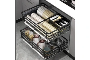 Multi-functional Kitchen Cabinet Accessories Soft Closing Furniture Hardware Kitchen Pull Out Cabinet Drawer Organizer Basket