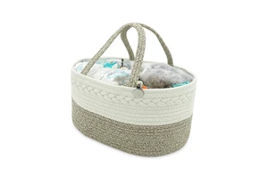 Rope Nursery Bin 100% Cotton Portable Storage Cotton Rope Baby Changing Basket Diaper Caddy Organizer Baby Gift Baskets