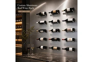 Stylish Bottle Holder Aluminum Wall Pegs Space-Saving Design Aluminum Wine Rack Modern Wall Mount For Home Bar Display
