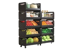 Stainless Steel Kitchen Multi-Level Cabinet Display Rack Carbon Steel Kitchen Organizer