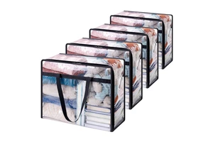 Transparent PVC Clothes Storage Bags 40L Foldable Durable Portable Zipper Wardrobe Organizers for Blanket and Moving
